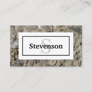 Fossil Limestone Rock with Your Name and Monogram Business Card