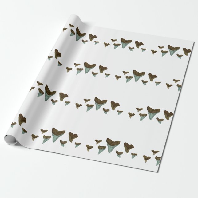 Fossil Shark Teeth Wrapping Paper (Unrolled)