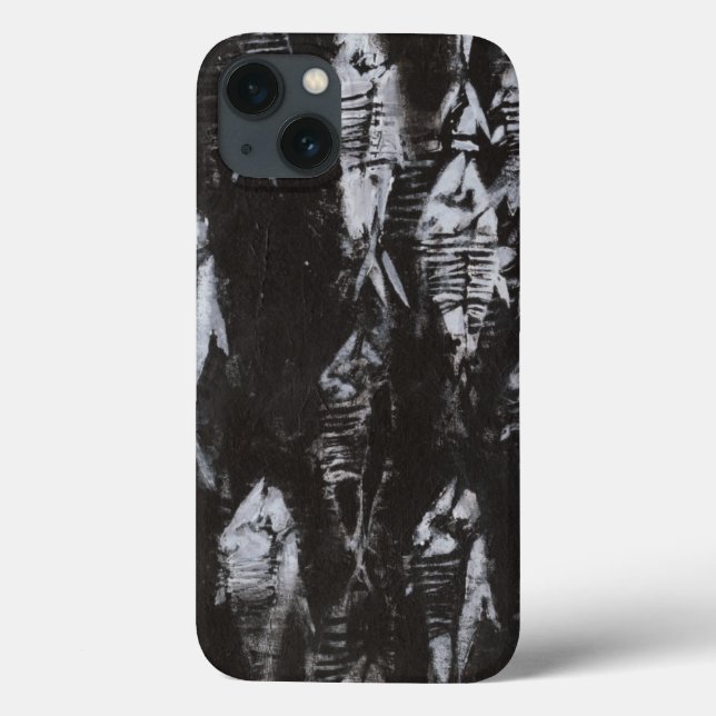 Fossil White Fish on Black Background Case-Mate iPhone Case (Back)