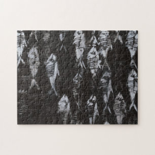 Fossil White Fish on Black Background Jigsaw Puzzle