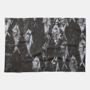 Fossil White Fish on Black Background Tea Towel