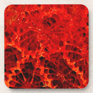 Fossilised coral red dyed stone coaster