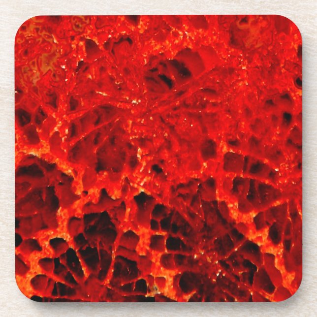 Fossilised coral red dyed stone coaster (Front)