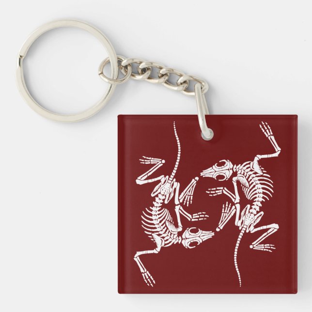 Fossilised Skeleton Art Key Ring (Front)