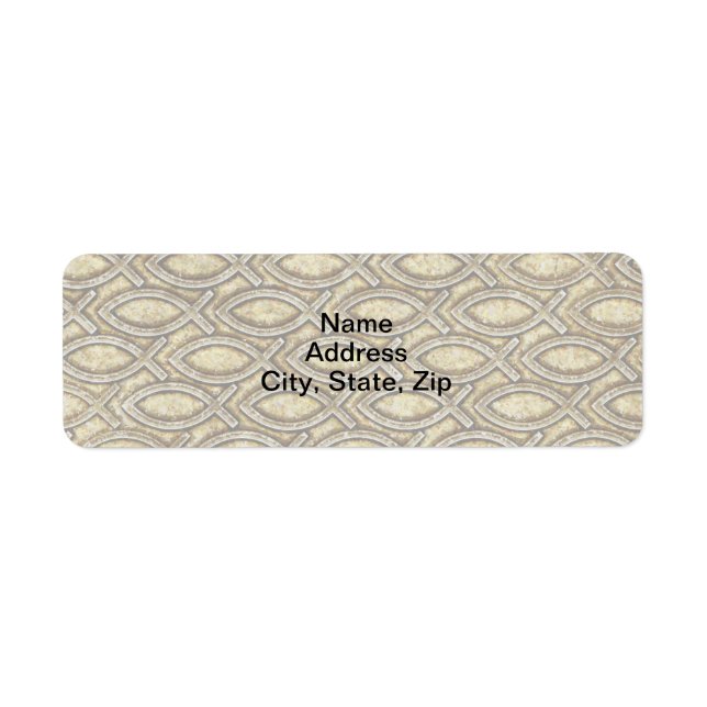 FOSSILIZED JESUS FISH RETURN ADDRESS LABEL (Front)
