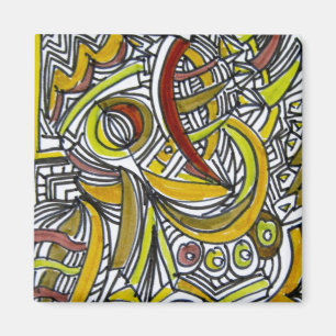 Fossils - Colourful Abstract Art Ink Drawing Magnet