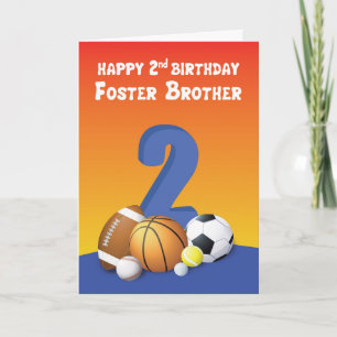 Foster Brother 2nd Birthday Sports Balls Card