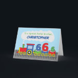 Foster Brother 6th Birthday Colourful Train Track Card<br><div class="desc">He might not expect to get this one from you that is why it will come as a big surprise once you give him this on the day of his 6th birthday. The colourful front comes with a personalisation option too.</div>