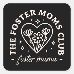 Foster care adoptive mum mama club matching square sticker