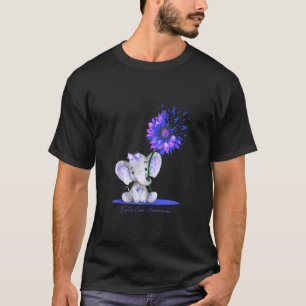 Foster Care Awareness Cute Elephant Sunflower Blue T-Shirt