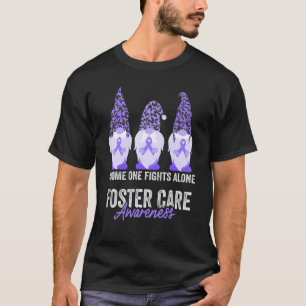 Foster Care Awareness Month Gnomes Lavender Ribbon T-Shirt