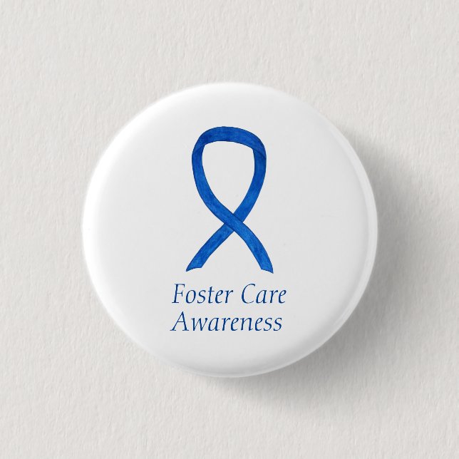 Foster Care Blue Awareness Ribbon Custom Pin (Front)