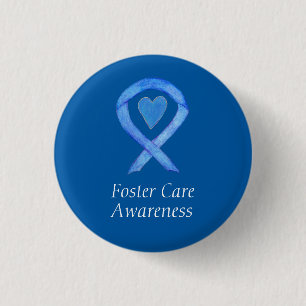 Foster Care Blue Awareness Ribbon Heart Pin
