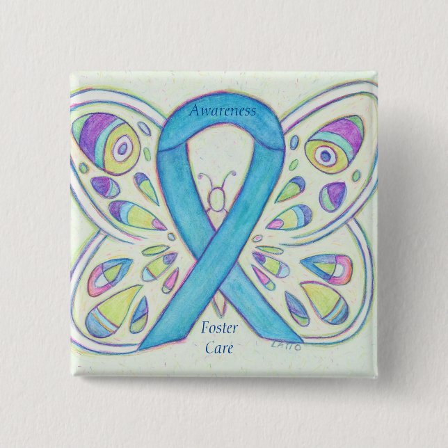 Foster Care Blue Butterfly Awareness Ribbon Pin (Front)
