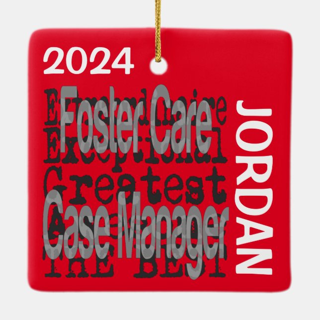 Foster Care Case Manager Extraordinaire CUSTOM Ceramic Ornament (Back)