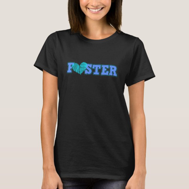 Foster Care Heart Love Adopted Kids Foster Parents T-Shirt (Front)