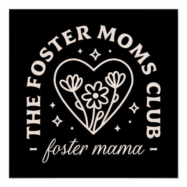 Foster care moms club group retro vintage black poster (Front)