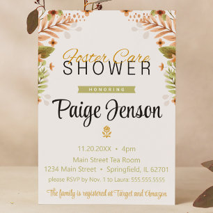 Foster Care Shower Green and Brown Botanicals Invitation
