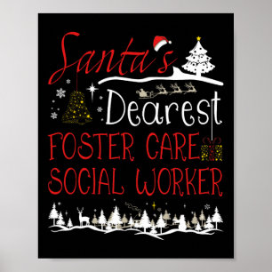 Foster Care Social Worker Xmas Job Cute Christmas Poster