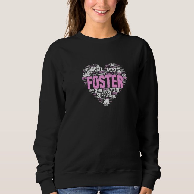 Foster Care Word Cloud Heart Cute Foster Parents Sweatshirt (Front)