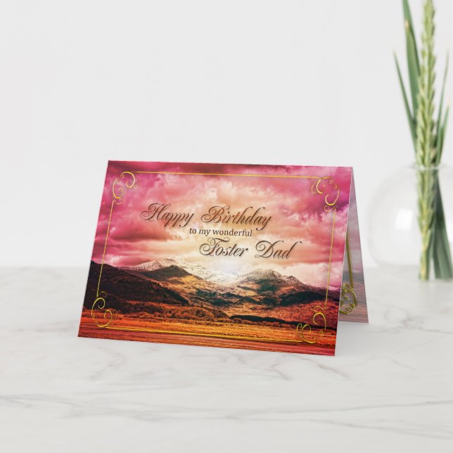 Foster Dad birthday, Sunset over the mountains Card (Front)