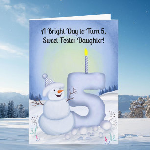 Foster Daughter 5th Birthday Snowman Snowy Card