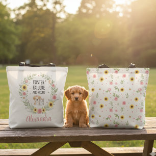 Foster Failure and Proud Floral Puppy Kitten Tote Bag