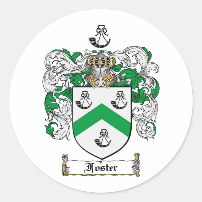 FOSTER FAMILY CREST -  FOSTER COAT OF ARMS CLASSIC ROUND STICKER (Front)