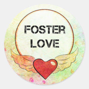Foster Love Watercolor Heart Classic Round Sticker