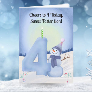 Foster Son 4th Birthday Snowman Snowy Four Card