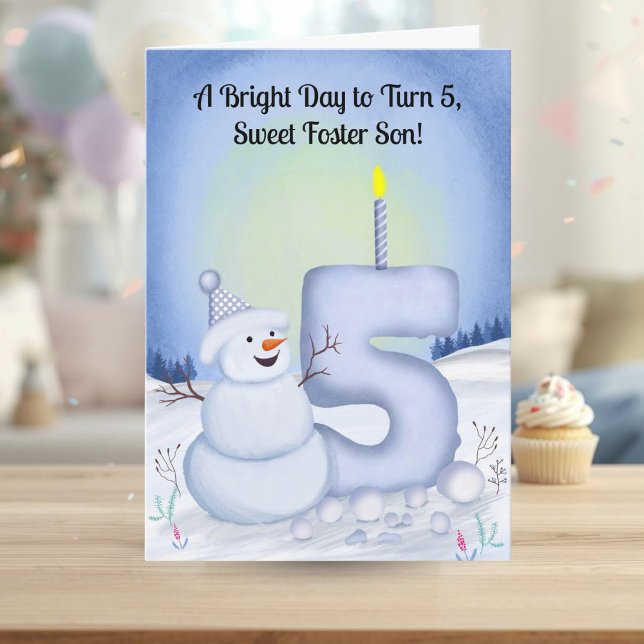 Foster Son 5th Birthday Snowman Snowy  Card (Creator Uploaded)
