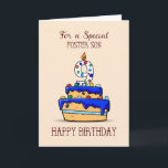 Foster Son 9th Birthday, 9 on Sweet Blue Cake Card<br><div class="desc">You should strongly consider giving this card to your foster son when he celebrates his 9th birthday. He will definitely love the sweet blue cake covered with colorful candies that is on the front of this card</div>