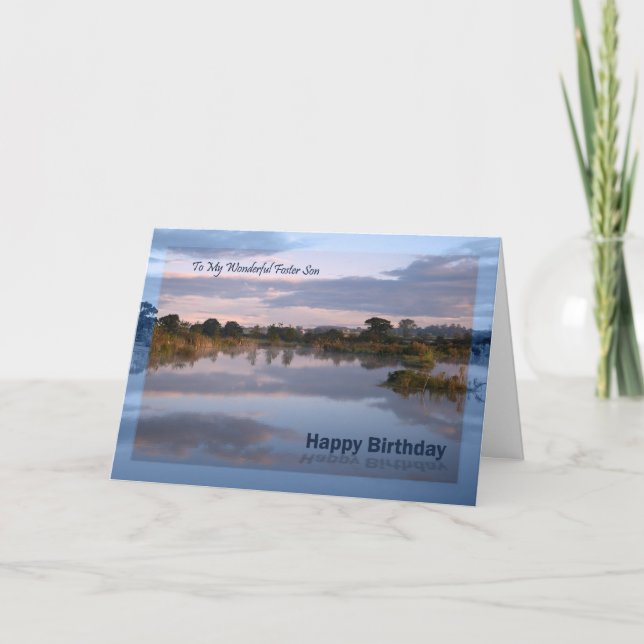 Foster Son, Lake at dawn Birthday card (Front)