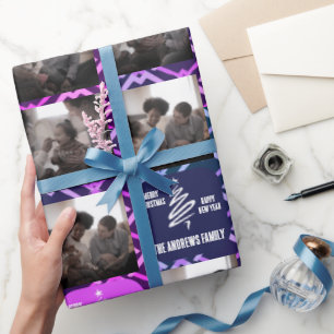 Foto de familia navidades Fuchsia geométrica púrpu Wrapping Paper