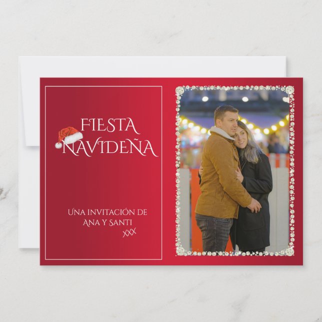 Foto Fiesta Navideña Christmas Party Invitation (Front)