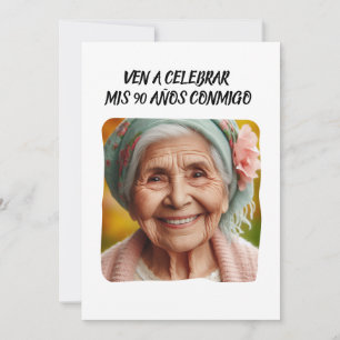 Foto Personalizada 90 Años Fiesta de Cumpleaños Invitation