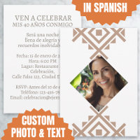 Foto Personalizada Invitación de 40 Años Aztec
