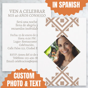 Foto Personalizada Invitación de 40 Años Aztec Invitation