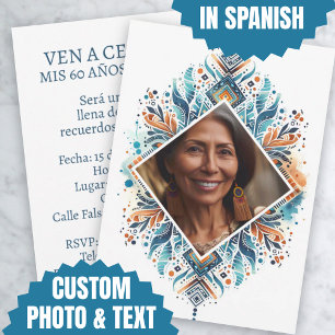 Foto Personalizada Invitación de 60 Años Pattern Invitation