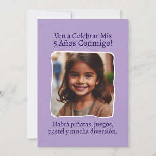 Foto Personalizada Mis 5 Años Cumpleaños Cinco Invitation