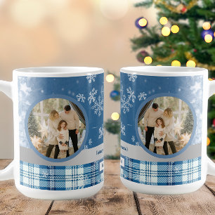 Foto Spanish Feliz Navidad Elegante Azul Coffee Mug