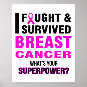 Fought And Survived Breast Cancer T Shirts Poster
