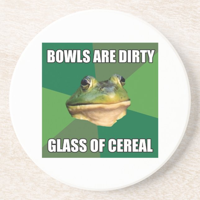 Foul Bachelor Frog Glass of Cereal Coaster (Front)