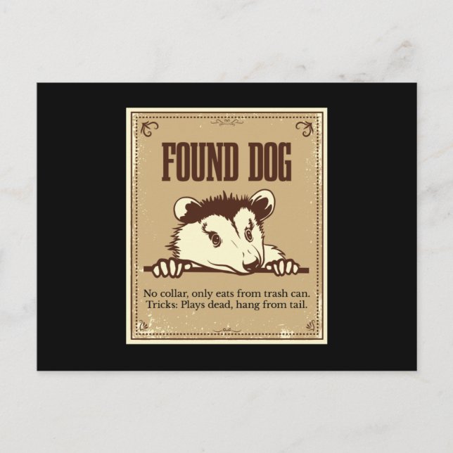 Found Dog Opossum Gopher Postcard (Front)
