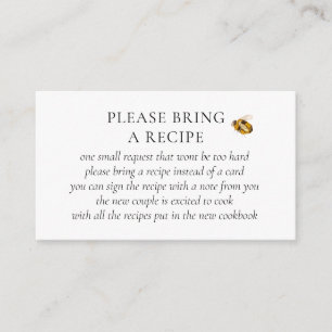 Found Her Honey Bee Bridal Shower Recipe Request Enclosure Card
