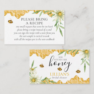 Found Her Honey Bee Bridal Shower Recipe Request  Enclosure Card