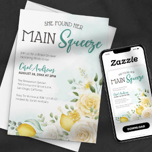 Found Her Main Squeez Floral Lemon Bridal Shower Invitation