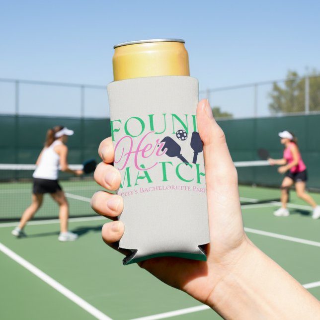 Found Her Match – Fun Pickleball-Inspired Bridal  Seltzer Can Cooler (Celebrate love and friendly competition with this playful “Found Her Match” design!)