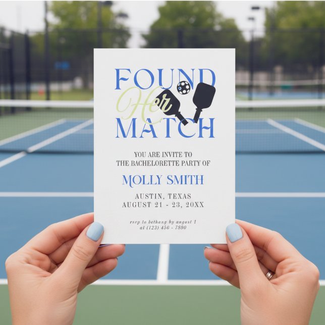 Found Her Match Pickleball Bachelorette Itinerary  Invitation (Found Her Match Pickleball Bachelorette Itinerary Invitation)
