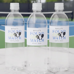 Found Her Match Pickleball Sporty Bachelorette Water Bottle Label